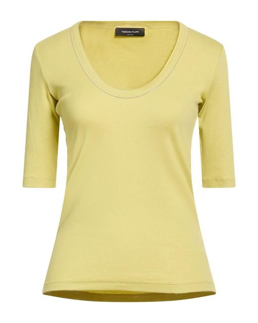 Fabiana Filippi Yellow T-Shirt Cotton, Elastane, Ecobrass