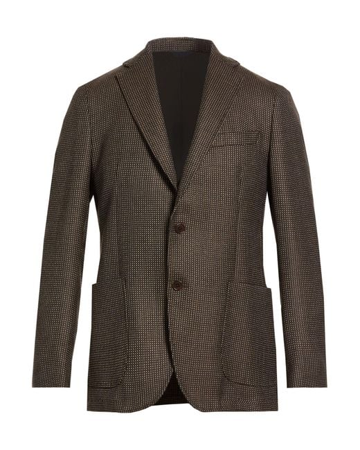 Tombolini Brown Dark Blazer Virgin Wool for men