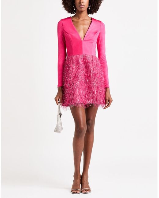 MATILDE COUTURE Pink Fuchsia Mini Dress Polyester, Elastane
