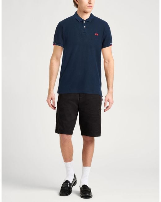 La Martina Blue Polo Shirt Cotton for men
