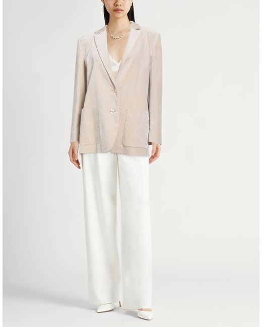 Agnona Natural Ivory Blazer Cotton, Viscose, Elastane