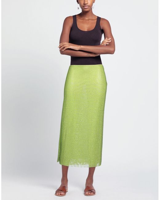 Self-Portrait Green Midi Skirt