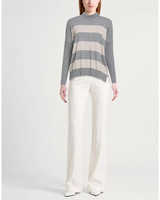 Messagerie Gray Turtleneck Merino Wool, Viscose, Cashmere, Microfiber