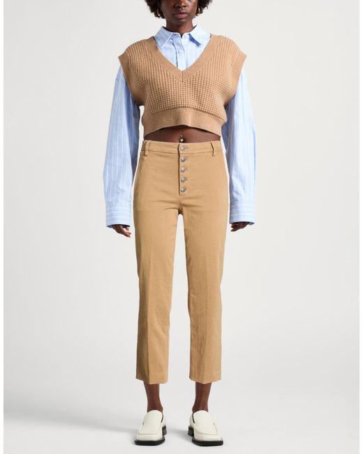 Dondup Natural Camel Pants Cotton, Elastane