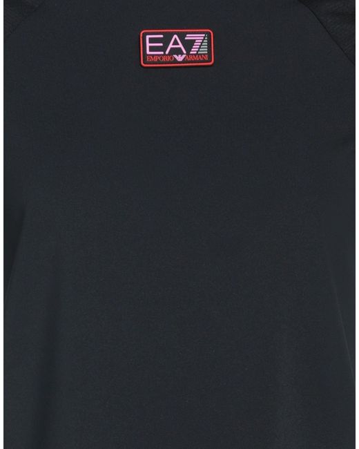 EA7 Black T-Shirt Polyester, Elastane