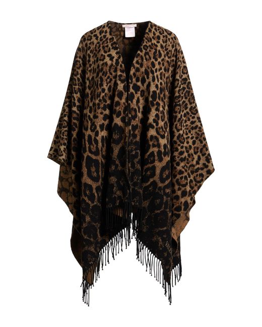 Valentino Garavani Black Camel Cape Virgin Wool, Cashmere, Polyamide