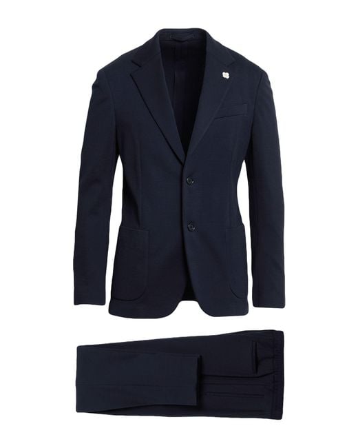 Lardini Blue Suit Cotton, Wool, Nylon, Elastane for men