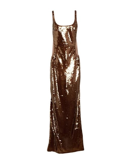 Alberta Ferretti Brown Maxi Dress Polyester