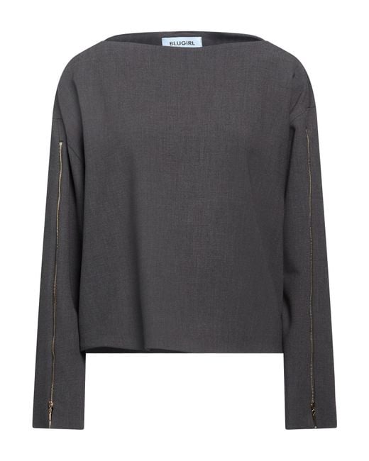 Blugirl Blumarine Gray Charcoal Top Polyester, Viscose, Elastane