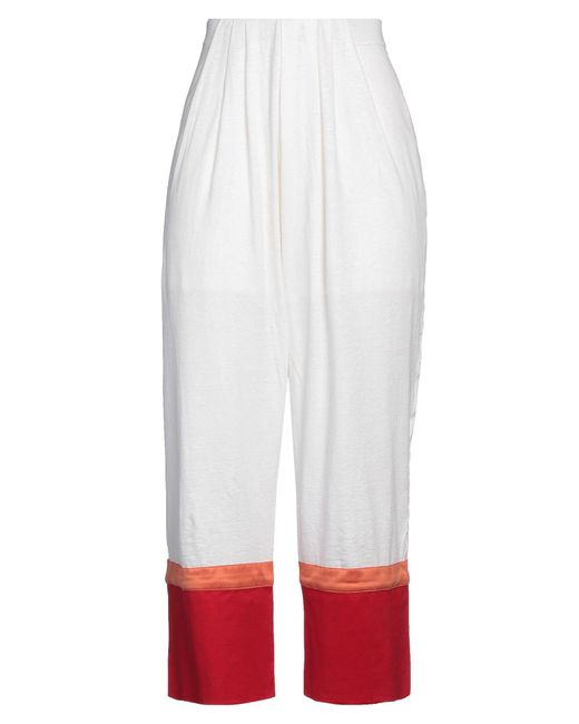 Malo White Pants Linen, Elastane