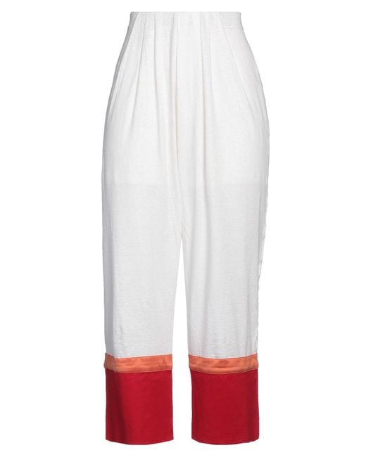 Malo White Pants Linen, Elastane