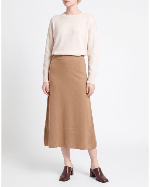 Carla G Brown Camel Midi Skirt Viscose, Polyester, Nylon