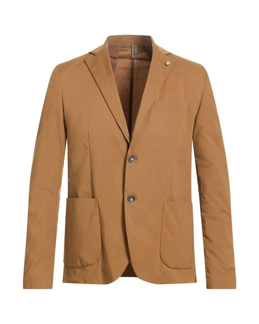 ANDREA DES HOMME Brown Camel Blazer Cotton, Nylon, Elastane for men