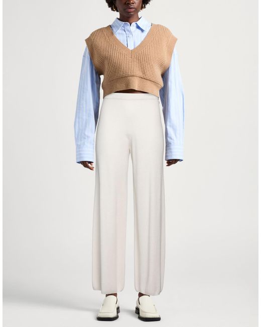 Antonelli White Pants Wool, Silk, Cashmere