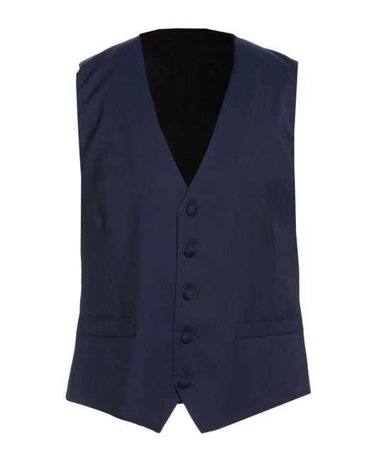 Lardini Blue Tailored Vest Wool, Elastane for men