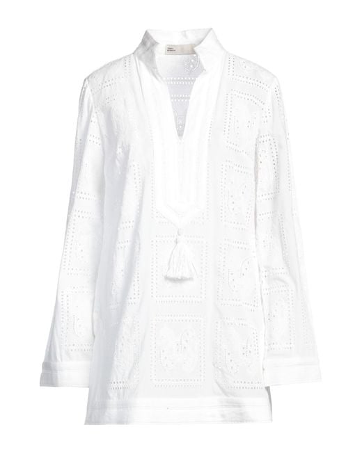 Tory Burch White 'Tory' Tunic With Embroideries And Tassel