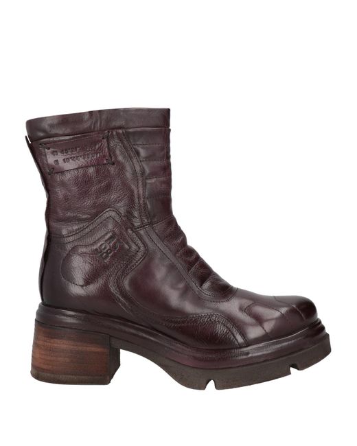 A.s.98 Brown Plum Ankle Boots Leather
