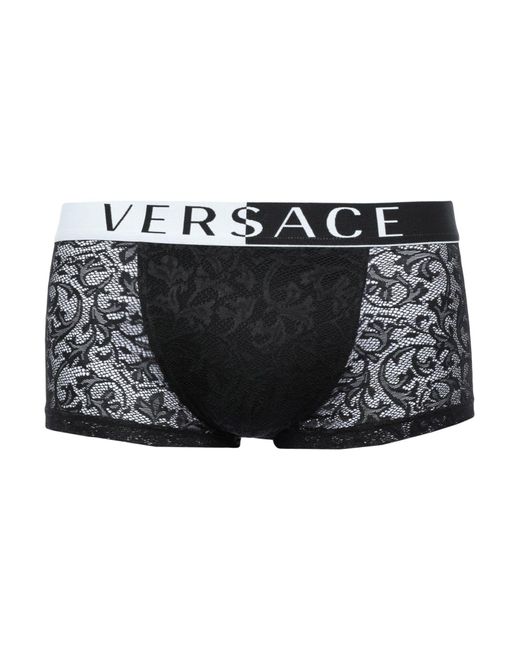 Boxers de encaje con logo en la cinturilla Versace de hombre de color Black