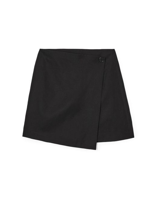 COS Black Asymmetric Mini Wrap Skirt