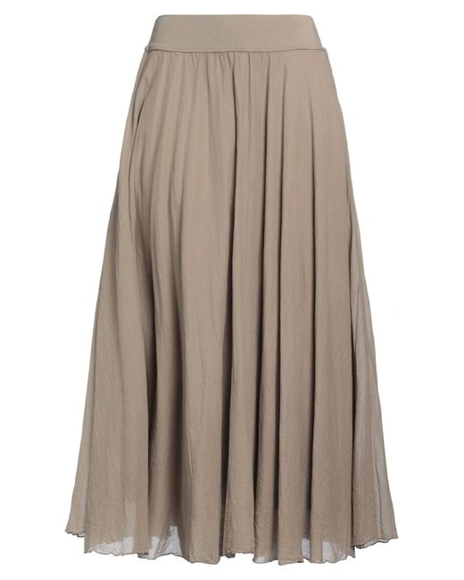 European Culture Brown Midi Skirt Cotton, Lycra