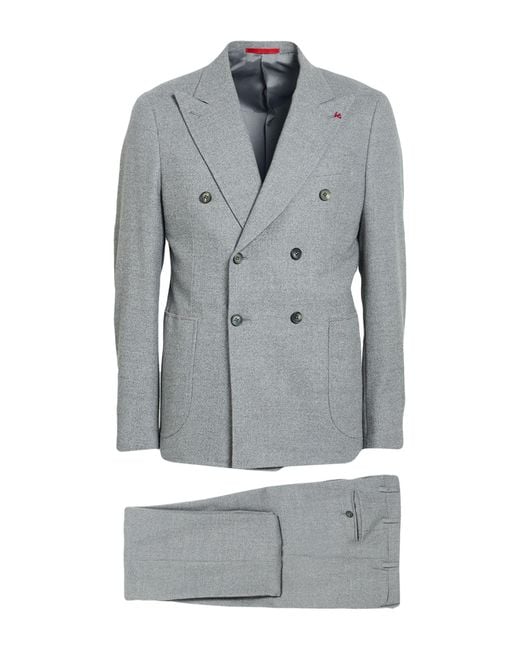 Isaia Gray Suit Wool, Polyamide, Elastane for men