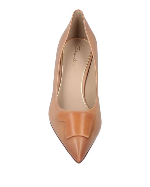 Santoni Natural Camel Pumps Leather