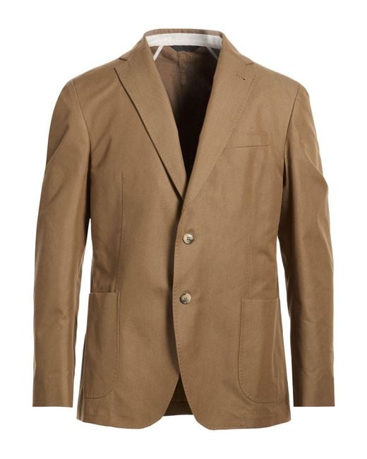 Tombolini Brown Blazer Cotton, Silk for men