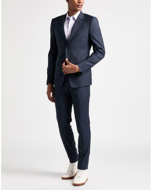 Emporio Armani David Line Midnight Suit Virgin Wool, Silk in Blue
