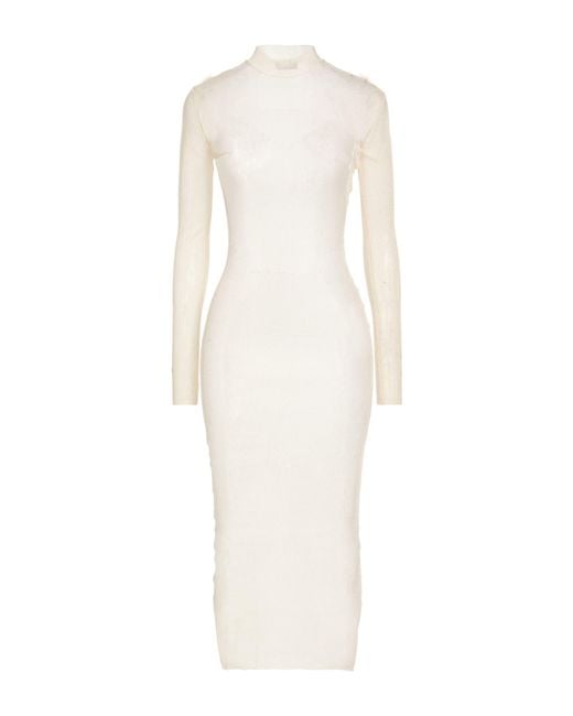 Mugler White Midi Dress Polyamide, Polyester, Elastane