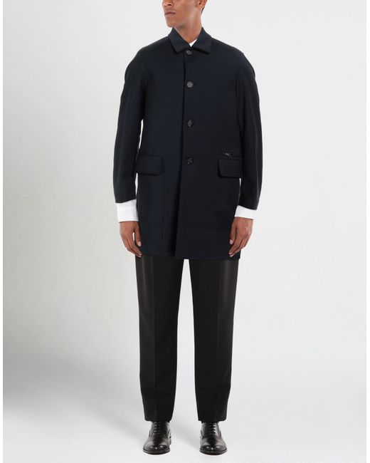 Paolo Pecora Blue Overcoat & Trench Coat for men