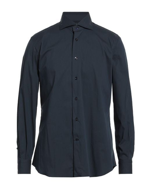 Mazzarelli Blue Midnight Shirt Cotton, Polyamide, Elastane for men