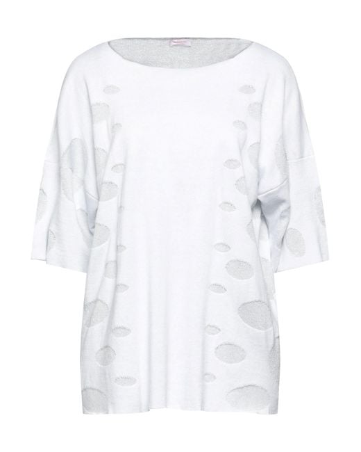 Rossopuro White Sweater Cotton, Viscose, Polyamide, Polyester
