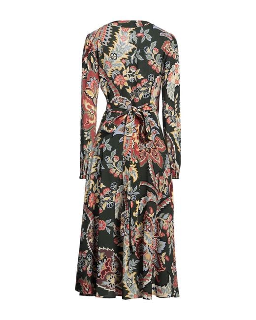 Etro Green Midi Dress Polyester, Elastane