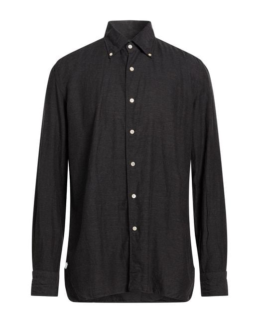 Luigi Borrelli Napoli Black Shirt Cotton, Cashmere for men