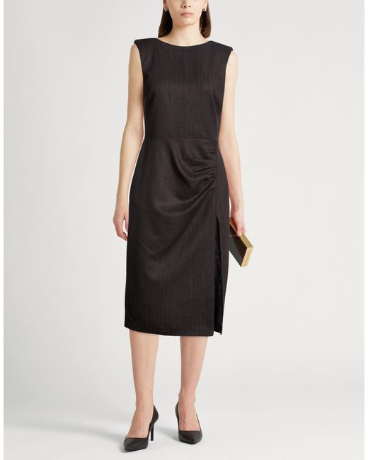 Liu Jo Black Charcoal Midi Dress Polyester, Viscose, Elastane, Polyamide