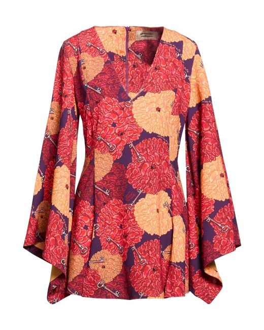 ALESSANDRO ENRIQUEZ Red Mini Dress Polyester, Elastane