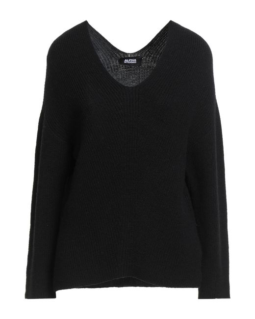 Alpha Studio Black Sweater Wool