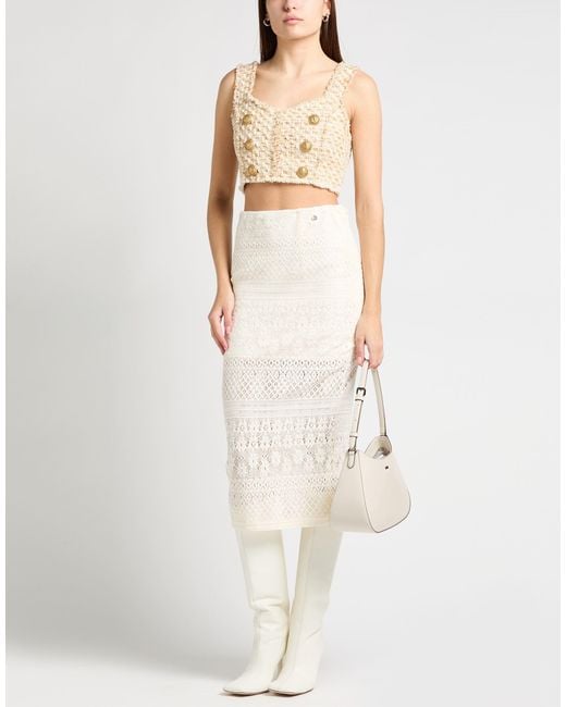 Liu Jo White Midi Skirt Cotton, Polyamide, Elastane