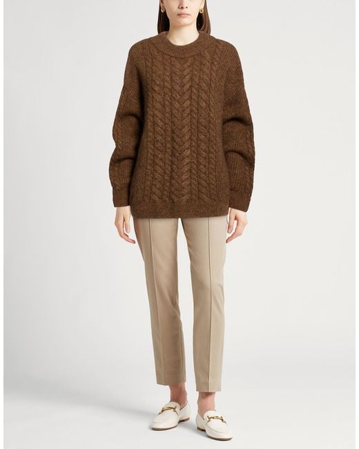 CECILIE BAHNSEN Brown Sweater Mohair Wool, Wool, Polyamide, Elastane