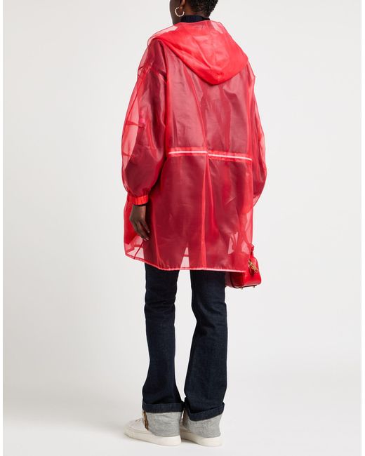 Tod's Red Overcoat & Trench Coat Polyester