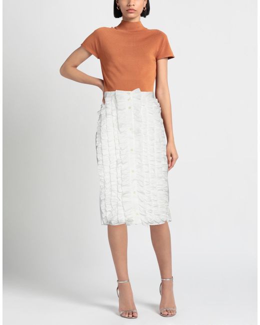 MSGM White Midi Skirt