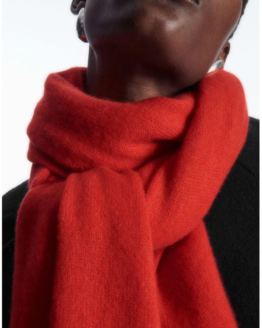 COS Red Pure Cashmere Scarf