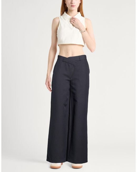 GAUGE81 Blue Charcoal Pants Wool, Silk