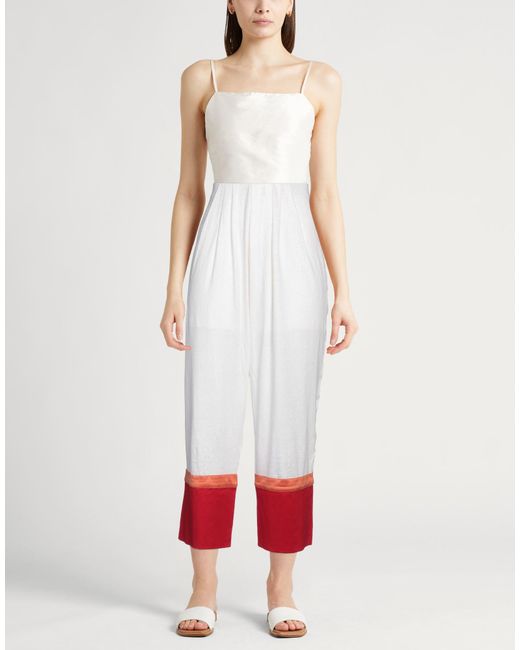 Malo White Pants Linen, Elastane