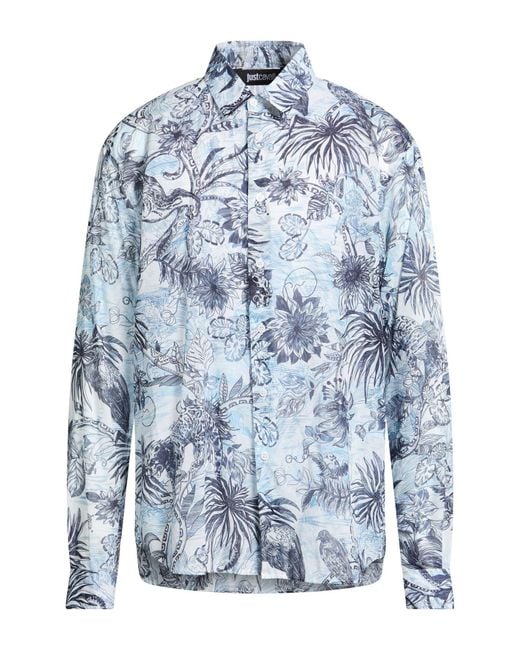 Just Cavalli Blue Shirt Cotton for men