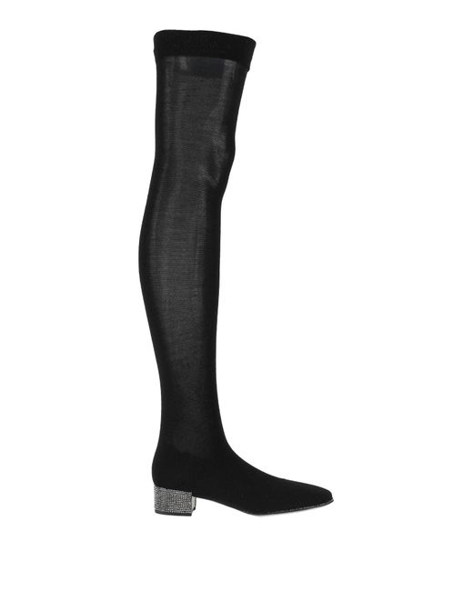 Rene Caovilla Black Boot Textile Fibers