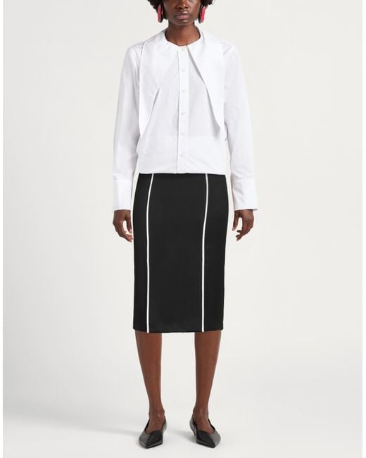 HUGO Black Midi Skirt Wool, Polyester, Elastane