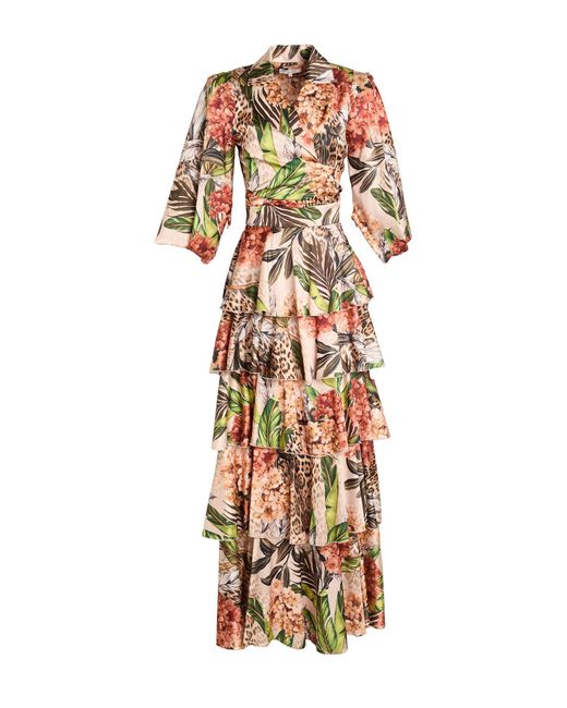 W Les Femmes By Babylon Metallic Sand Maxi Dress Polyamide