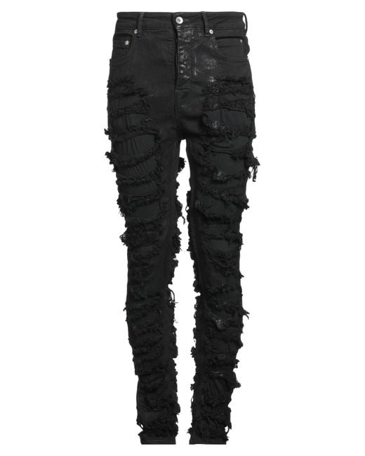 Rick Owens Black Jeans Cotton, Elastomultiester, Rubber for men