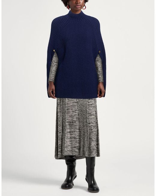 Elisabetta Franchi Blue Cape Wool, Acrylic, Polyester, Polyamide